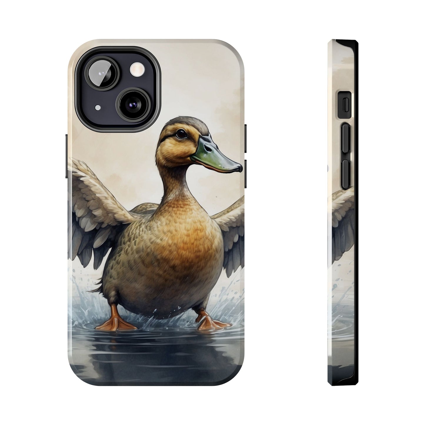 Graceful Duck in Watercolor Scene - iPhone Case