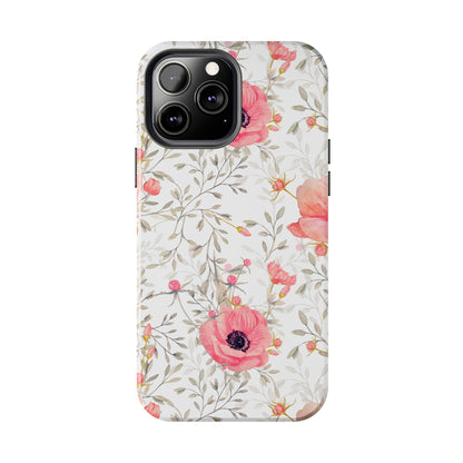 Pink Floral Watercolor iPhone Case – Feminine Poppy Blossom Design