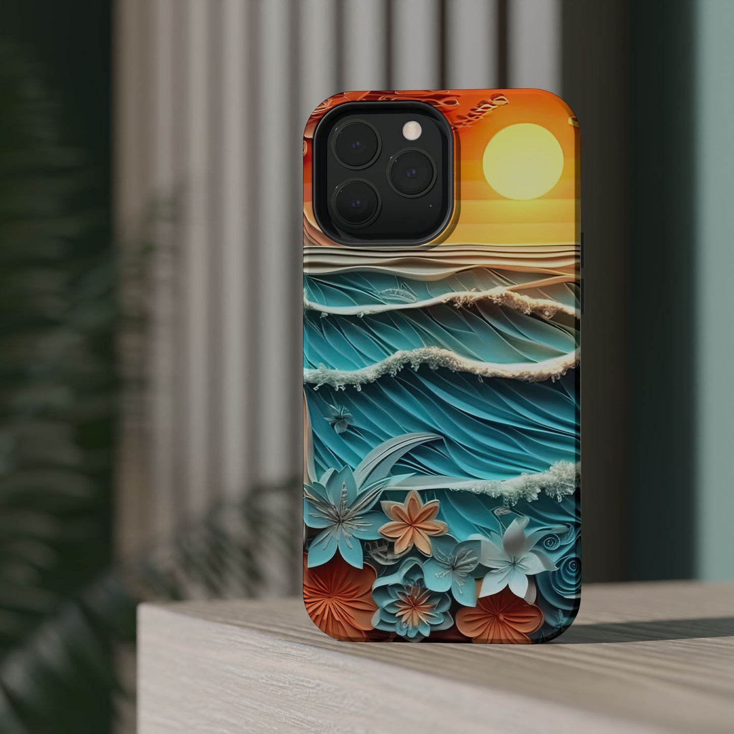 Tropical Sunset Paper Art Ocean – iPhone Series Case