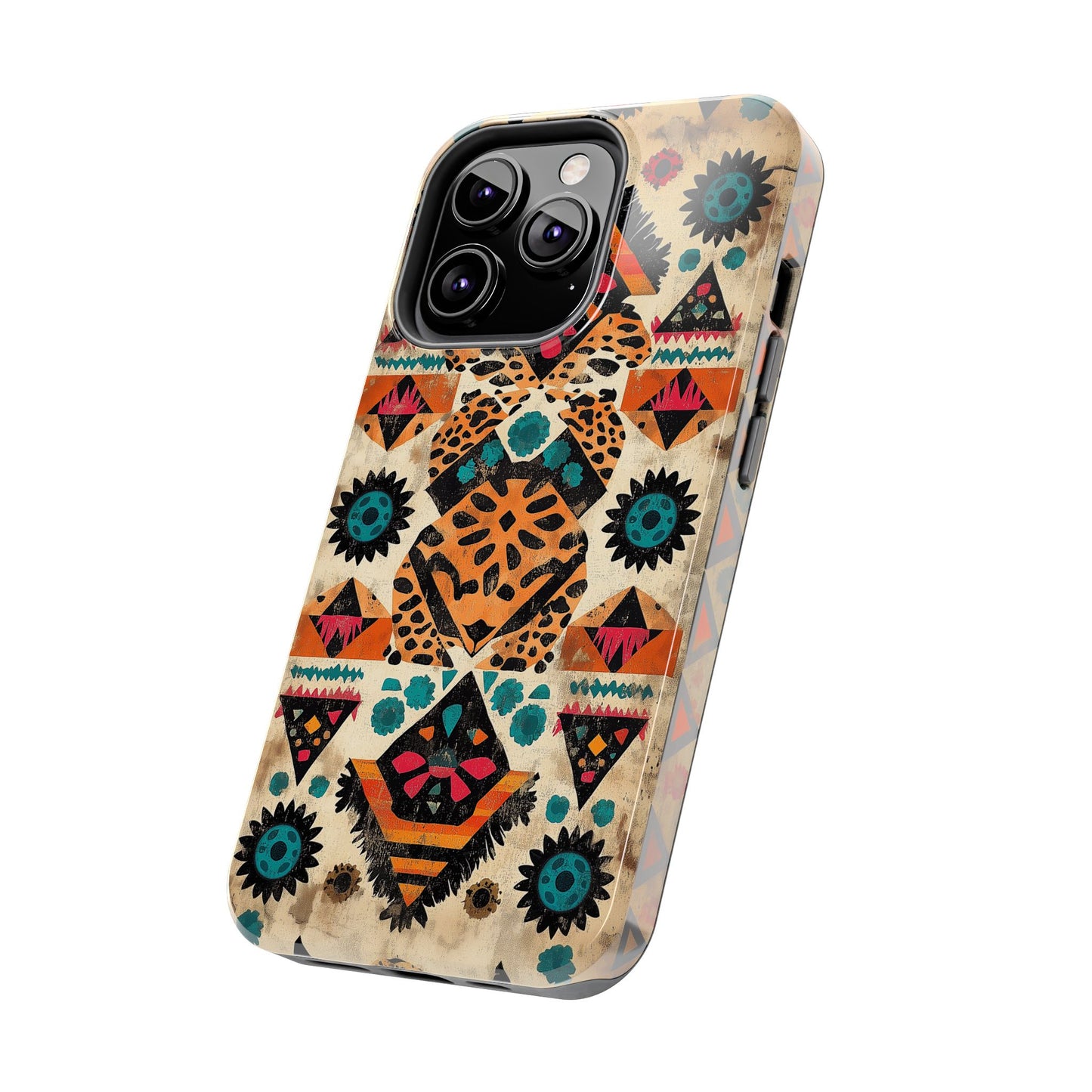 Bohemian Leopard & Tribal Floral Tough iPhone Case – Vibrant Eclectic Design, Dual - Layer Protection - BOGO Cases