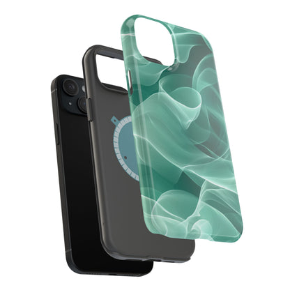 Emerald Flow MagSafe iPhone Case – Translucent Green Fabric-Inspired Design