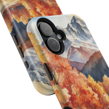 Watercolor Autumn Forest and Mountains - MagSafe iPhone Case