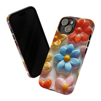 Glossy Retro Flower Samsung Galaxy Case – Colorful 3D Floral Design, Durable Protection - BOGO Cases