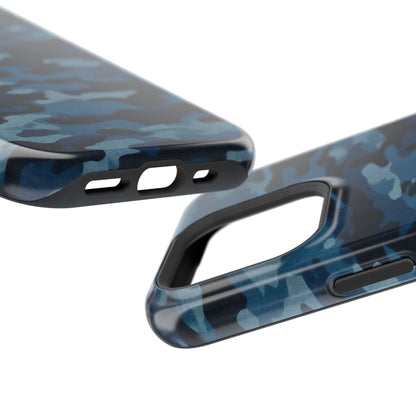 Dark Blue Camouflage – MagSafe iPhone Case with Modern Rugged Style