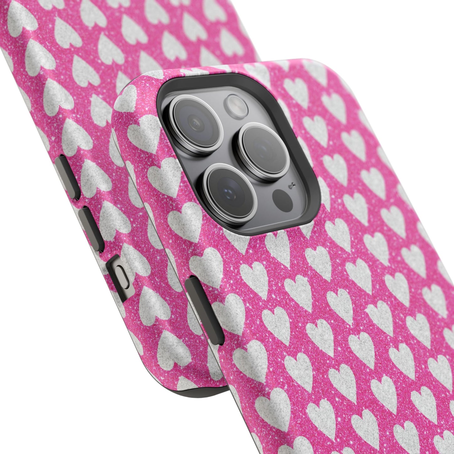 Pink Glitter Heart Pattern MagSafe Case