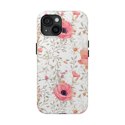 Pink Floral Watercolor iPhone Case – Feminine Poppy Blossom Design