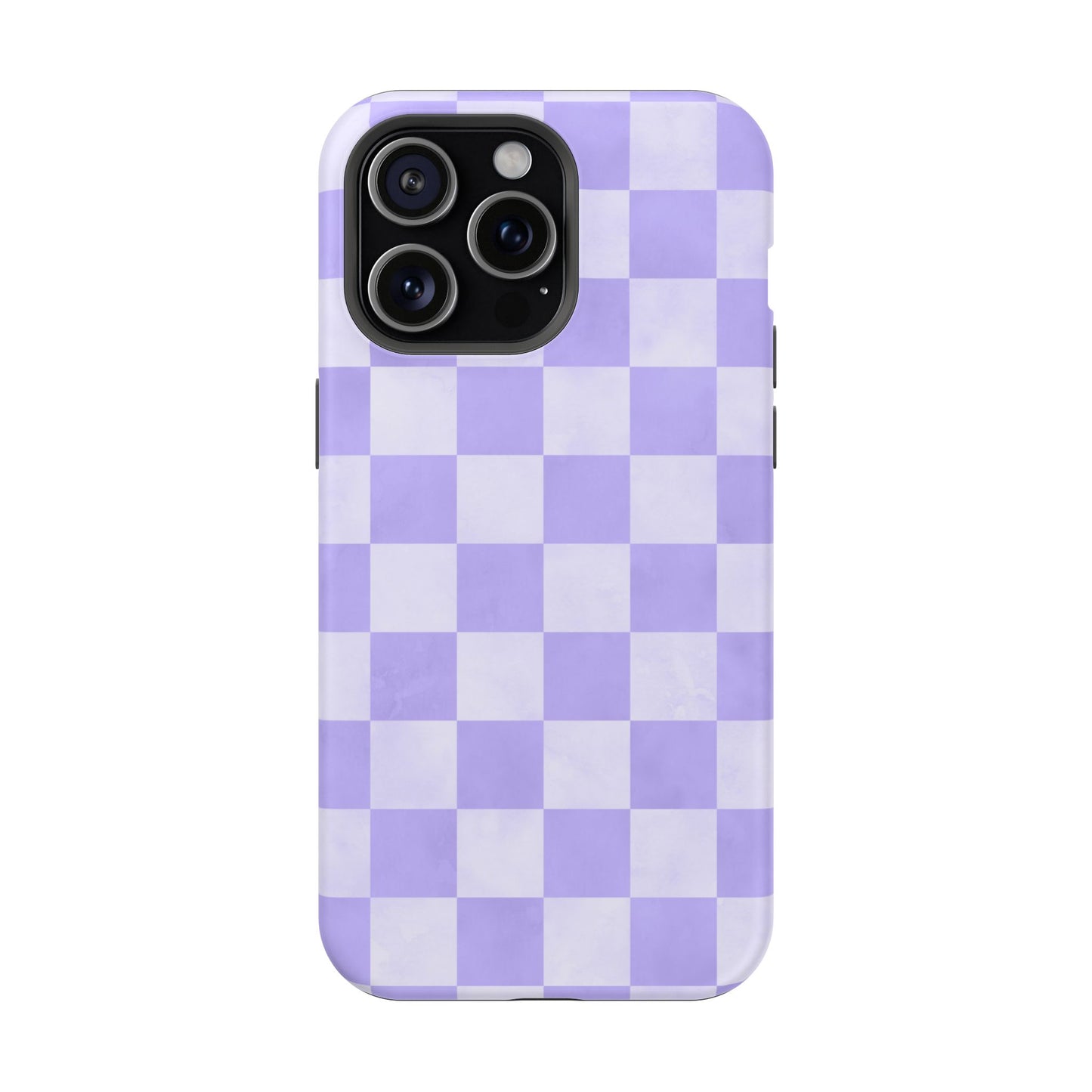 Lavender Checkerboard MagSafe iPhone Case – Shockproof, Smooth Matte Finish, Dual-Layer Design