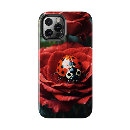 Elegant Rose & Ladybug Charm - iPhone Series Case