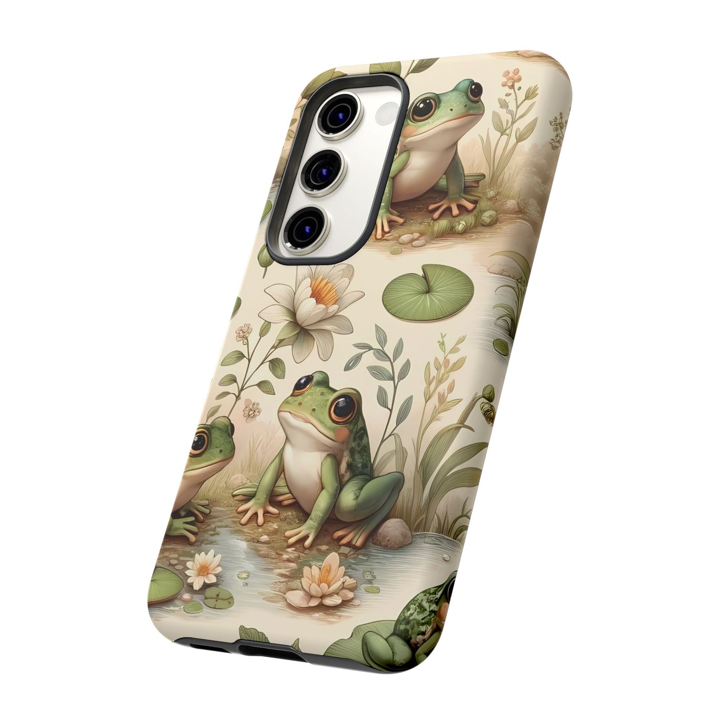 Cute Frogs Phone Case - Pond Pals Frolic - Charming Frog Lily Pad Phone Case for iPhone, Google & Samsung! Great Gift For Any Frog Lover!