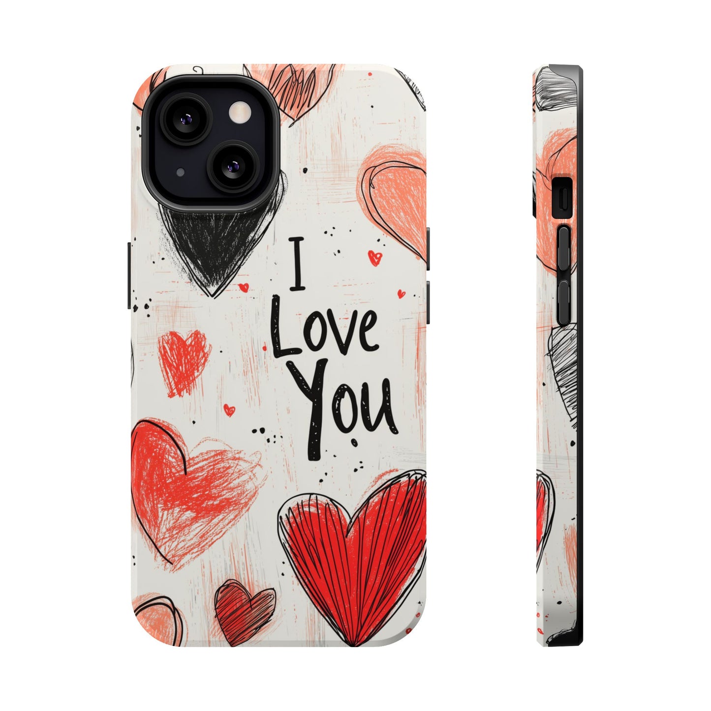 Romantic "I Love You" Heart Sketch - MagSafe Compatible Case