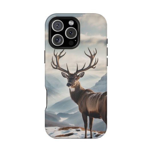 Alpine Majesty: Stag in Snow – MagSafe iPhone Case