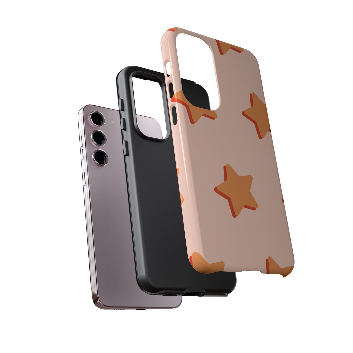 Retro Orange Stars Samsung Galaxy Case – Shock-Resistant, Smooth Matte Finish, Dual-Layer Design