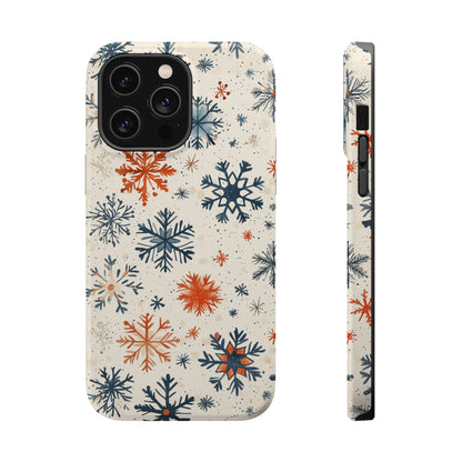 Rustic Orange and Blue Snowflake Pattern – MagSafe iPhone Series Case