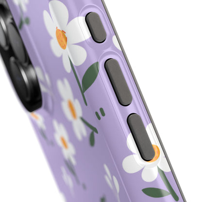 Purple Daisy Garden MagSafe  iPhone Case – Soft Lavender Background, Shockproof Protection with Slim Fit