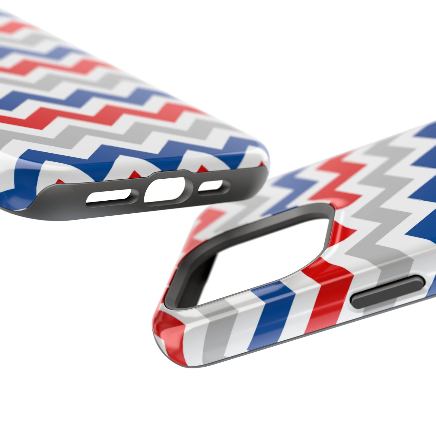 Patriotic Red, White & Blue Chevron – MagSafe Compatible iPhone Case