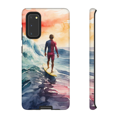 Surfer’s Sunset Wave Samsung Galaxy Case – Vibrant Watercolor Design