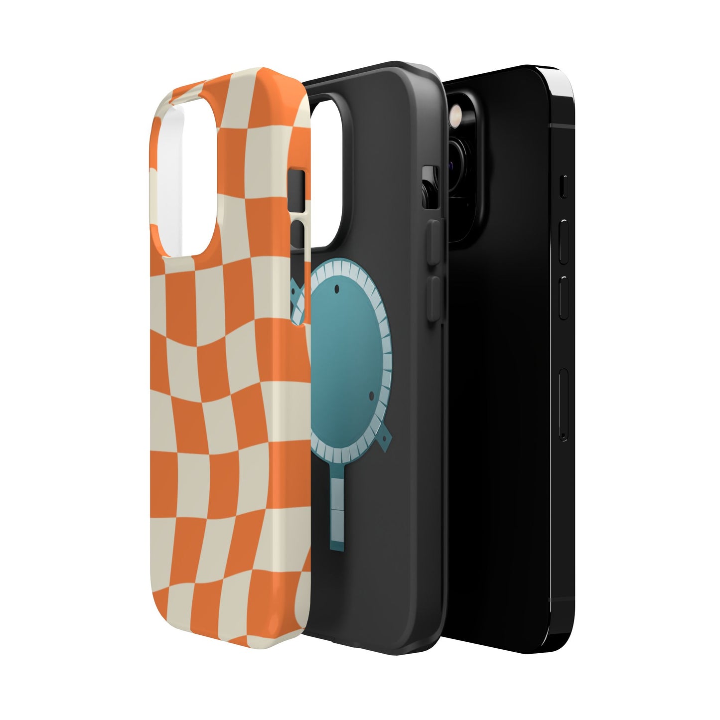 Wavy Retro Checkerboard MagSafe iPhone Case – Shockproof, Matte Finish, Dual-Layer Protection