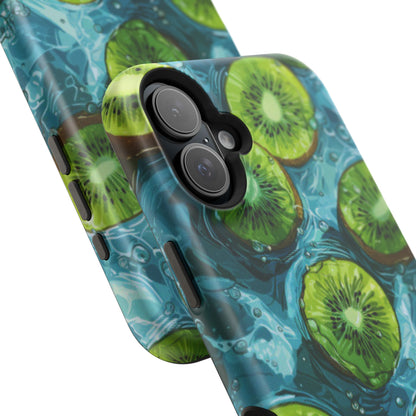 Tropical Kiwi Splash MagSafe iPhone Case – Tough Dual-Layer, Vibrant Summer Design