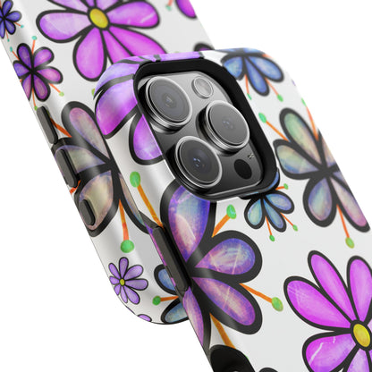 Whimsical Lavender Floral MagSafe iPhone Case – Ultra-Slim, High-Gloss Finish