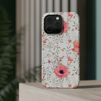 Pink Floral Watercolor MagSafe iPhone Case – Elegant Blossom Design with Magnetic Compatibility