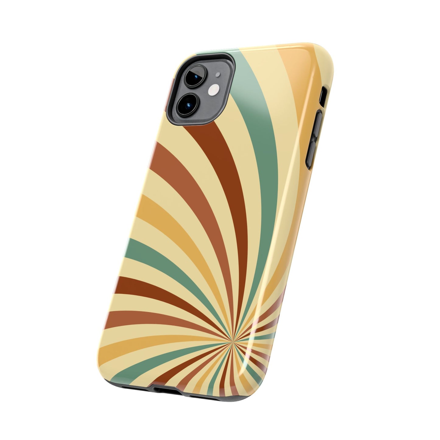 Earthy Retro Swirl iPhone Case – Dual-Layer Protection with 70s-Inspired Earth Tones