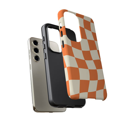 Wavy Retro Checkerboard Samsung Galaxy Case – Shockproof, Matte Finish, Dual-Layer Protection