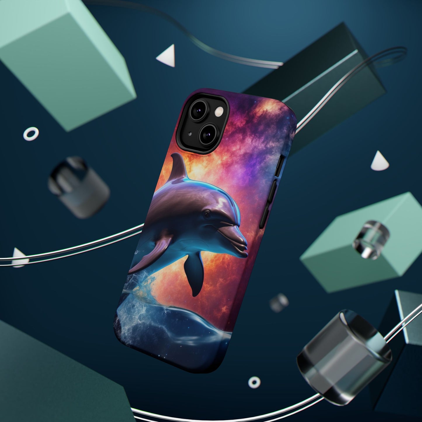 Cosmic Dolphin Galaxy Art - MagSafe-Compatible Case