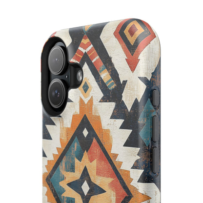 Vintage Southwestern Diamond Tough MagSafe iPhone Case – Rustic Tribal Design, Dual-Layer Protection