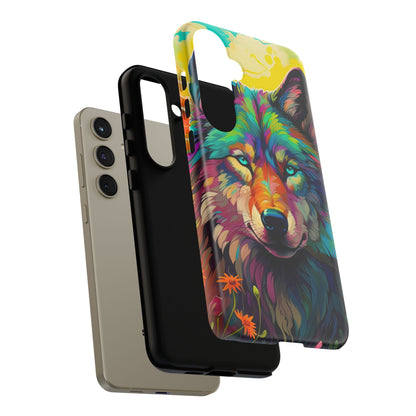 Rainbow Wolf in Bloom – Samsung Galaxy Case with Vivid Nature Design