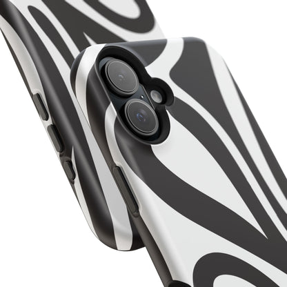 Modern Black and White Abstract Tough MagSafe iPhone Case – Bold Graphic Pattern with Dual-Layer Protection