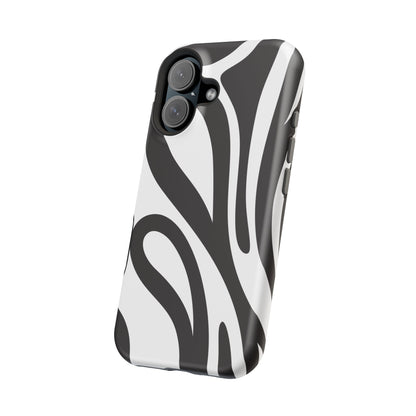 Modern Black and White Abstract Tough MagSafe iPhone Case – Bold Graphic Pattern with Dual-Layer Protection