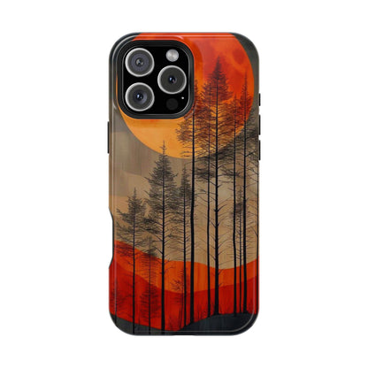 Moody Forest Moonrise MagSafe iPhone Case – Dark Landscape Design, Dual-Layer Protection