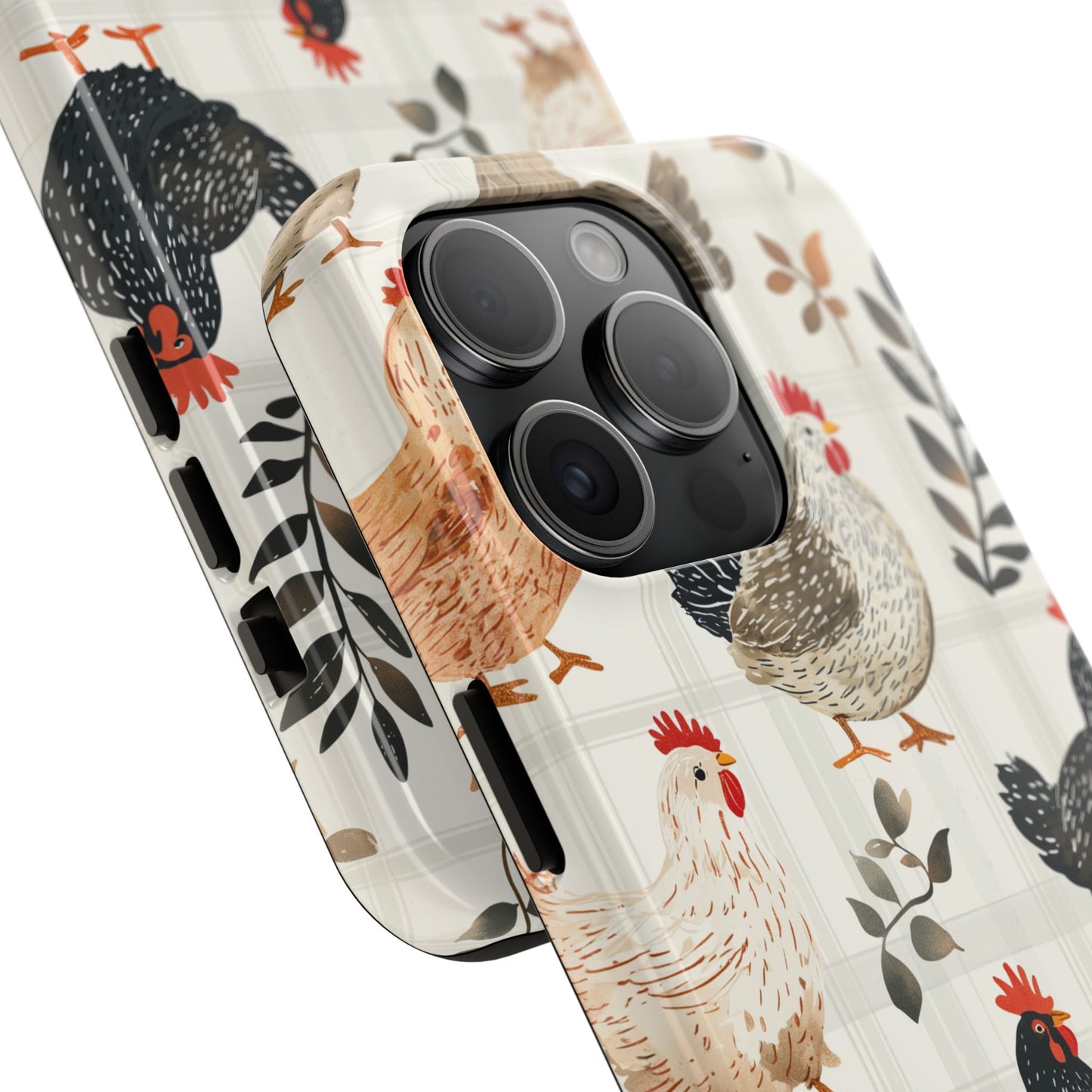 iPhone Case: Vintage Chicken & Leaves – Farmhouse Style Case