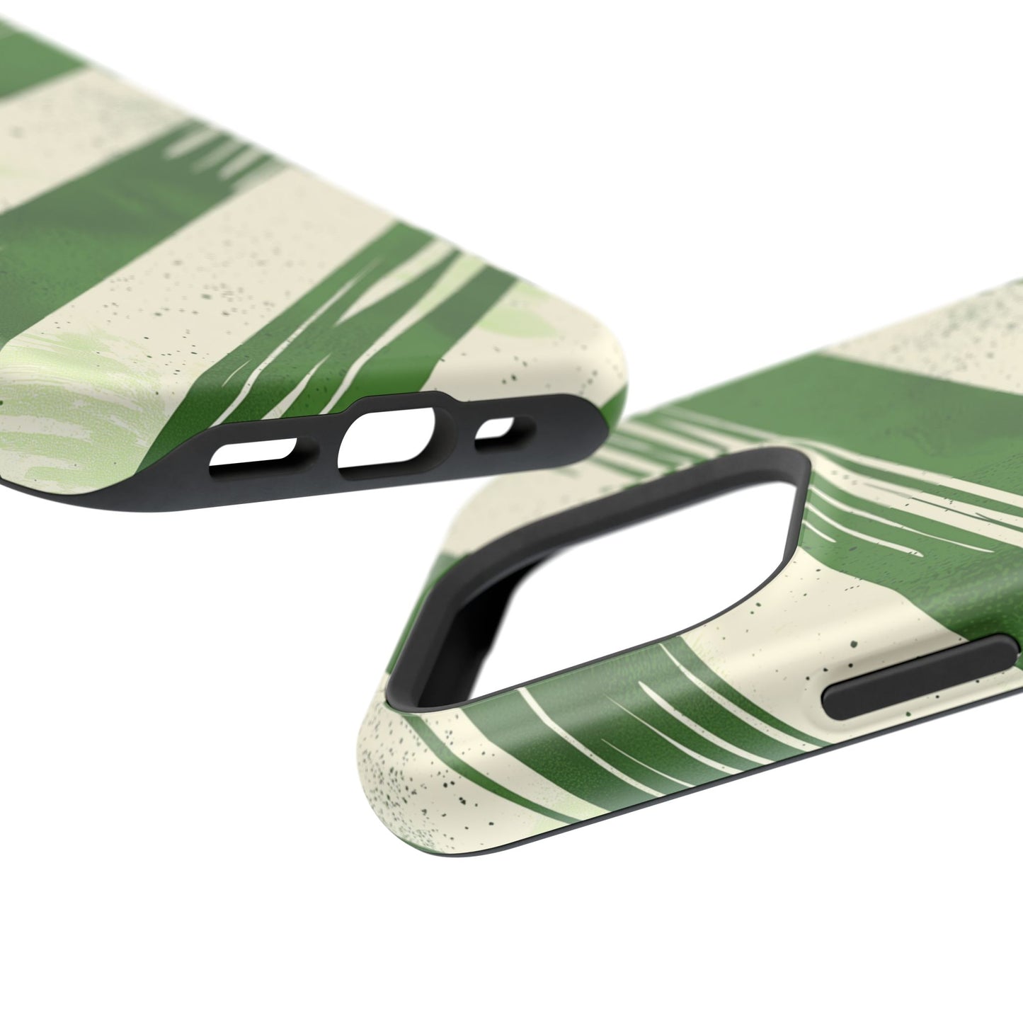 Green Stripes MagSafe iPhone Case – Bold Diagonal Brushstroke Design