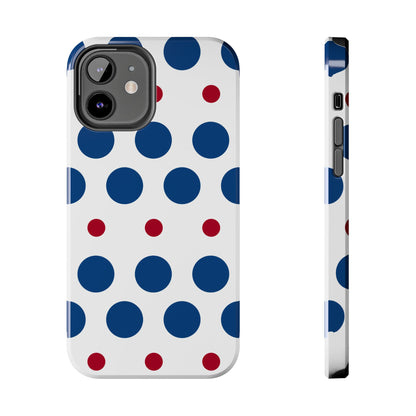 Bold Navy & Red Polka Dot Pattern – iPhone Case