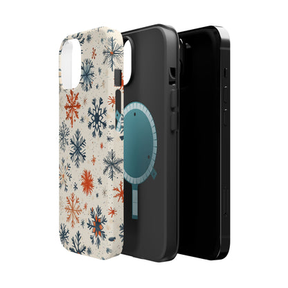 Rustic Orange and Blue Snowflake Pattern – MagSafe iPhone Series Case