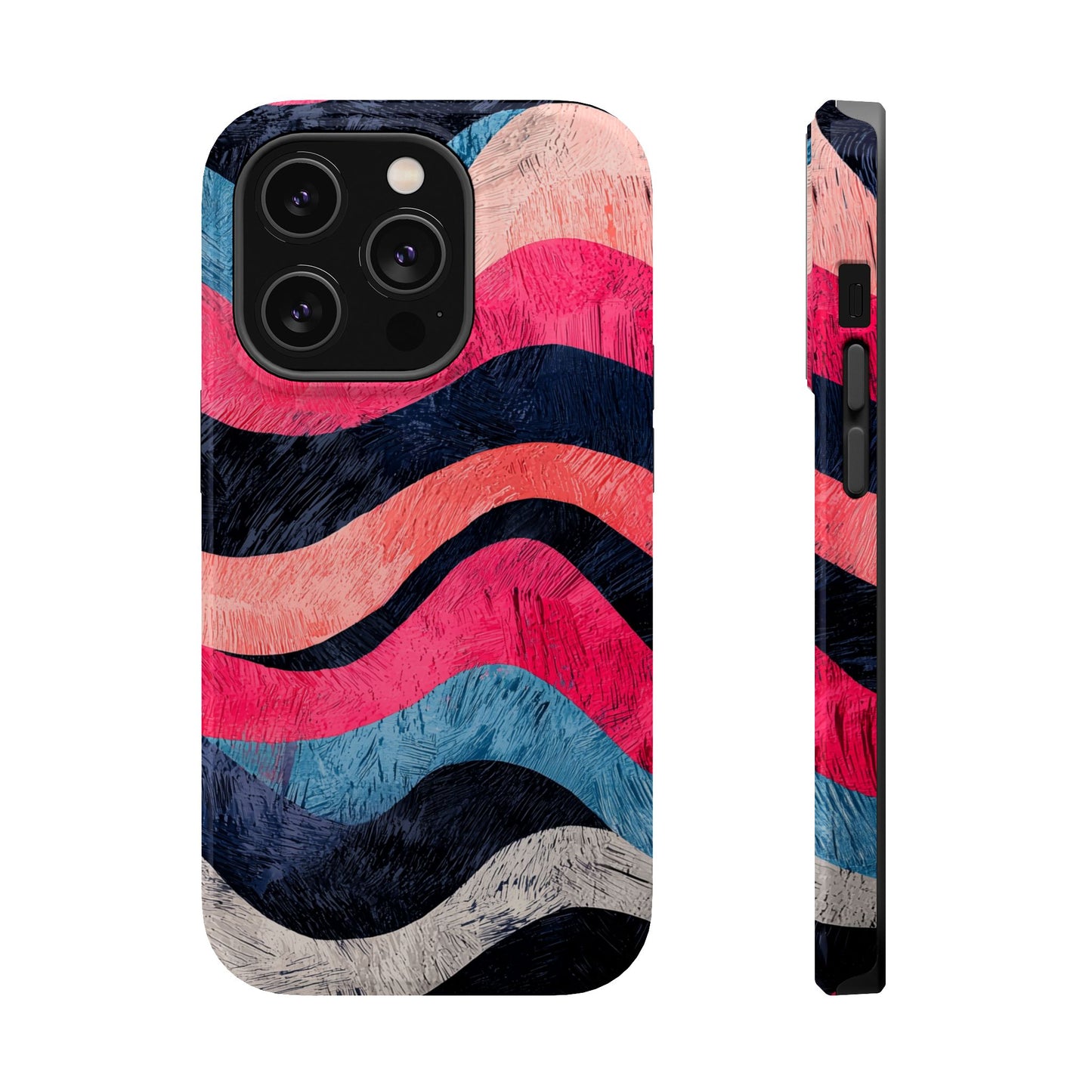 Abstract Wave Pattern MagSafe iPhone Case – Shockproof, Matte Finish, Dual-Layer Protection