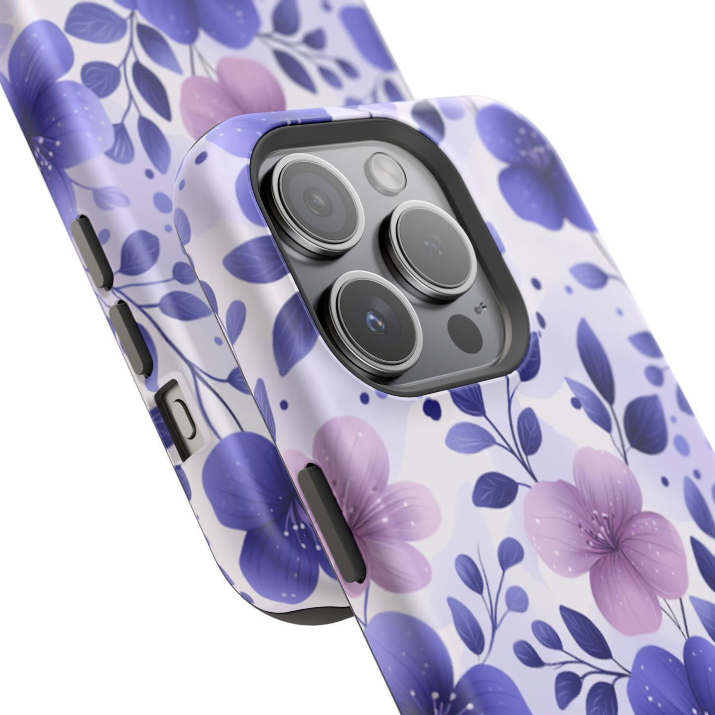 Purple Floral MagSafe iPhone Case – Durable Protection with Elegant Flower Design