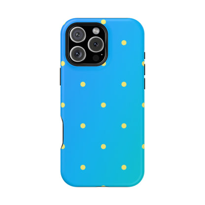 Blue Ocean Gradient Polka Dots MagSafe iPhone Case – Shockproof, Smooth Matte Finish, Dual-Layer Design