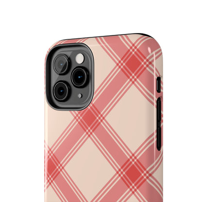 Soft Peachy Red Plaid iPhone Case