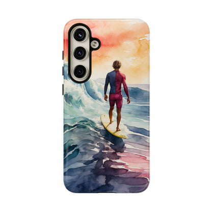 Surfer’s Sunset Wave Samsung Galaxy Case – Vibrant Watercolor Design