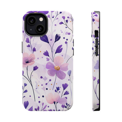 Purple Floral Bliss MagSafe iPhone Case – Delicate Blossom Design