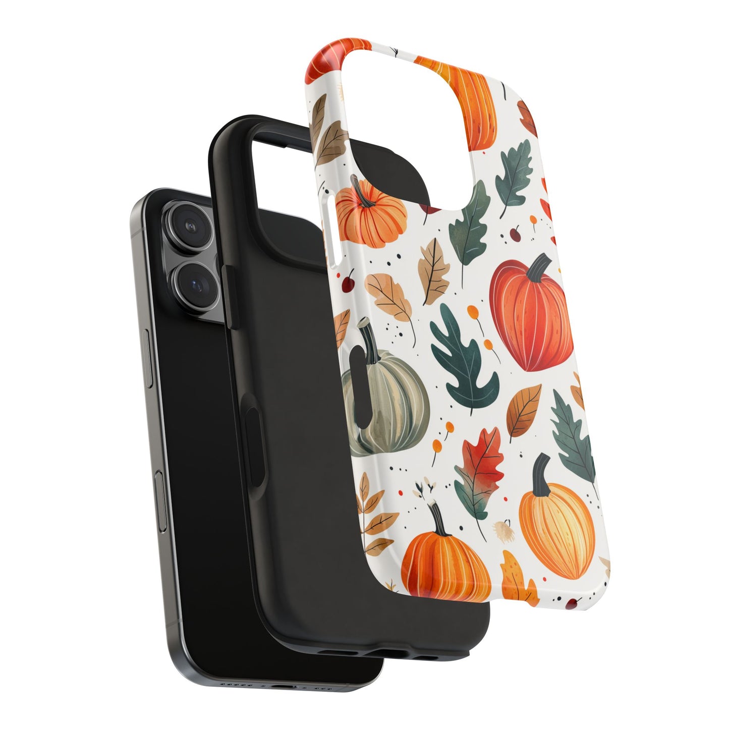 Autumn Harvest iPhone Case - Pumpkin and Fall Leaf Design