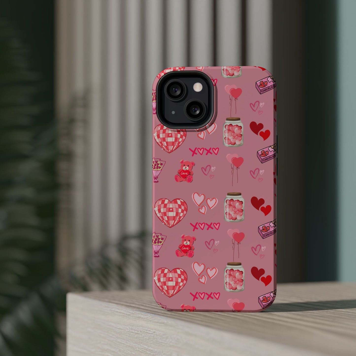 Pink Valentine Love Collage – MagSafe-Compatible iPhone Case