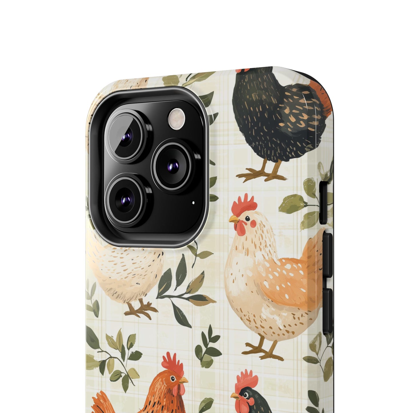 iPhone Case: Vintage Chicken Farmhouse Case – Rustic Leaves Design