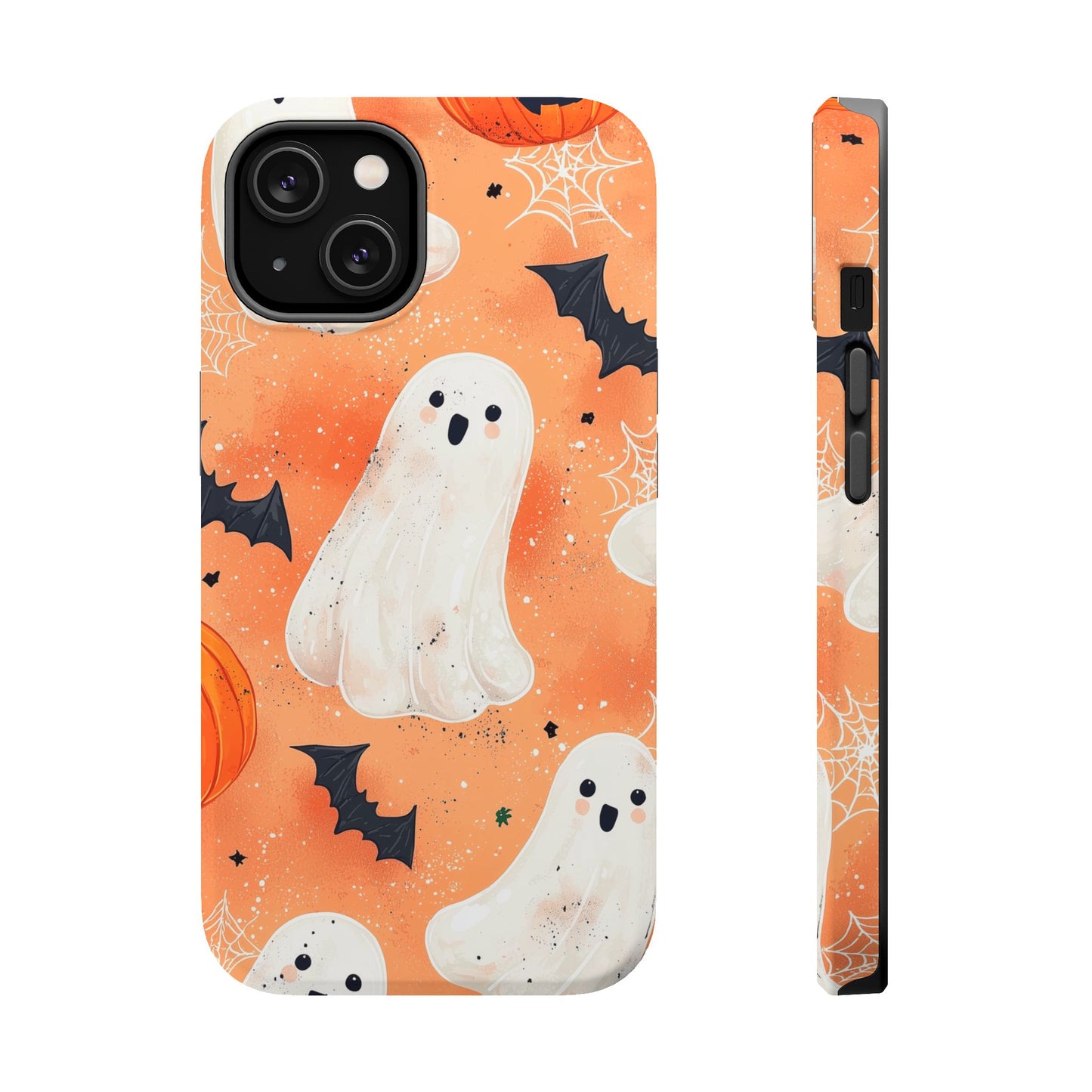 Spooky Cute Ghost MagSafe iPhone Case – Halloween Ghosts, Pumpkins, Bats & Cobwebs Design