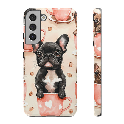 French Bulldog in Coffee Cup  Samsung Galaxy  Case – Cute Dog Art, Shockproof & Slim Design