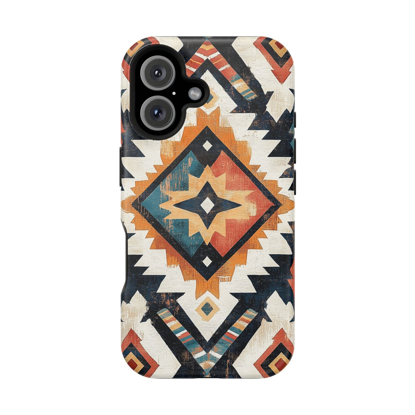 Vintage Southwestern Diamond Tough MagSafe iPhone Case – Rustic Tribal Design, Dual-Layer Protection