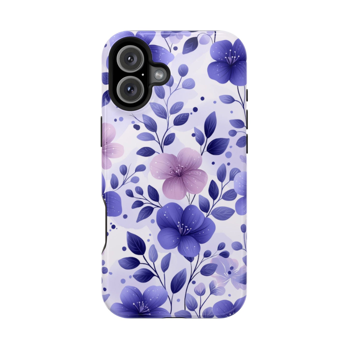 Purple Floral MagSafe iPhone Case – Durable Protection with Elegant Flower Design