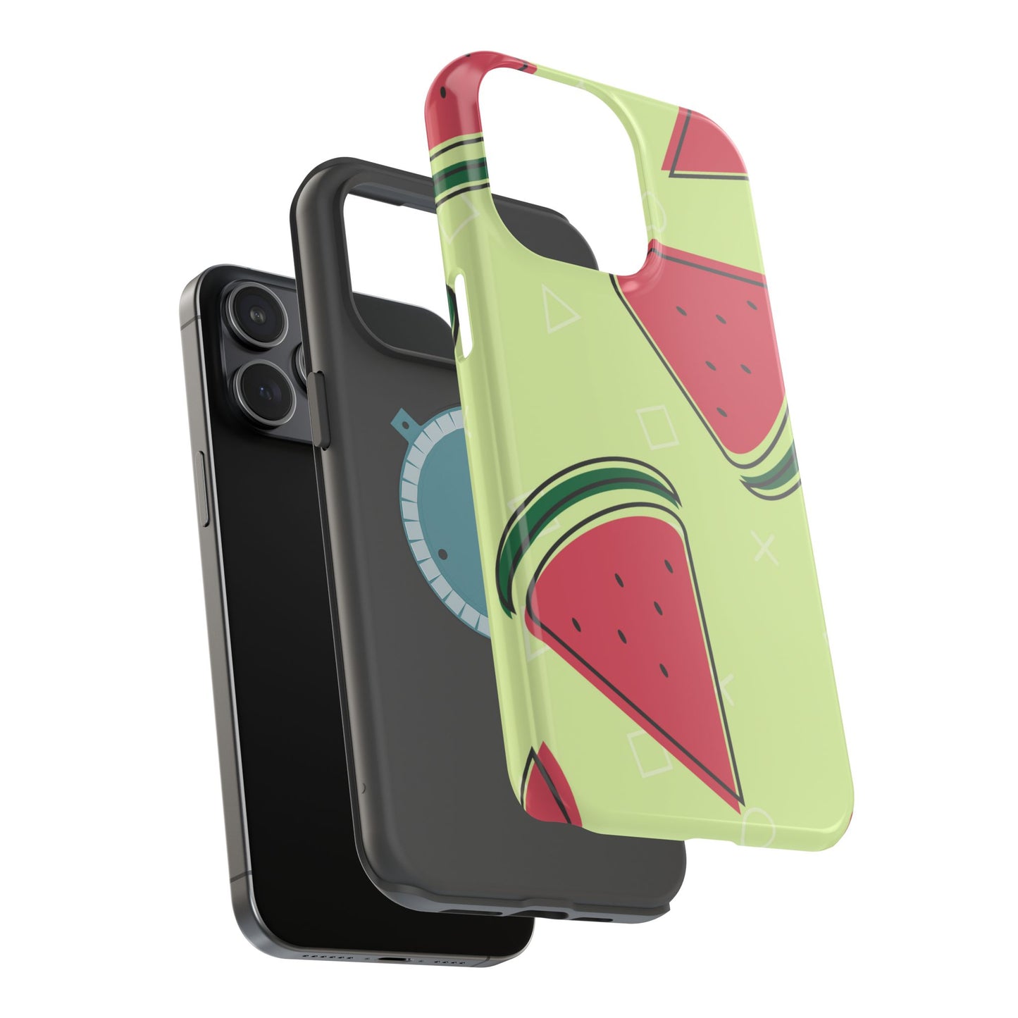 Watermelon Slice MagSafe iPhone Case – Fresh & Fun Design with Retro Geometric Pattern